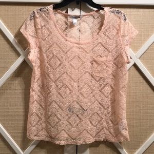Forever 21 blush pink lace short sleeve top